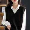 Women's V-Neck Knitted Vest Sweater - Spring/Autumn 2025 Collection, Sleeveless Outerwear