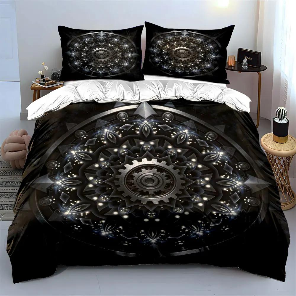 "Mandala Metal Gear Decor Set" Soft Comfortable Duvet Cover Bedding Set Included 1*Duvet Cover & 2*Pillowcases gift