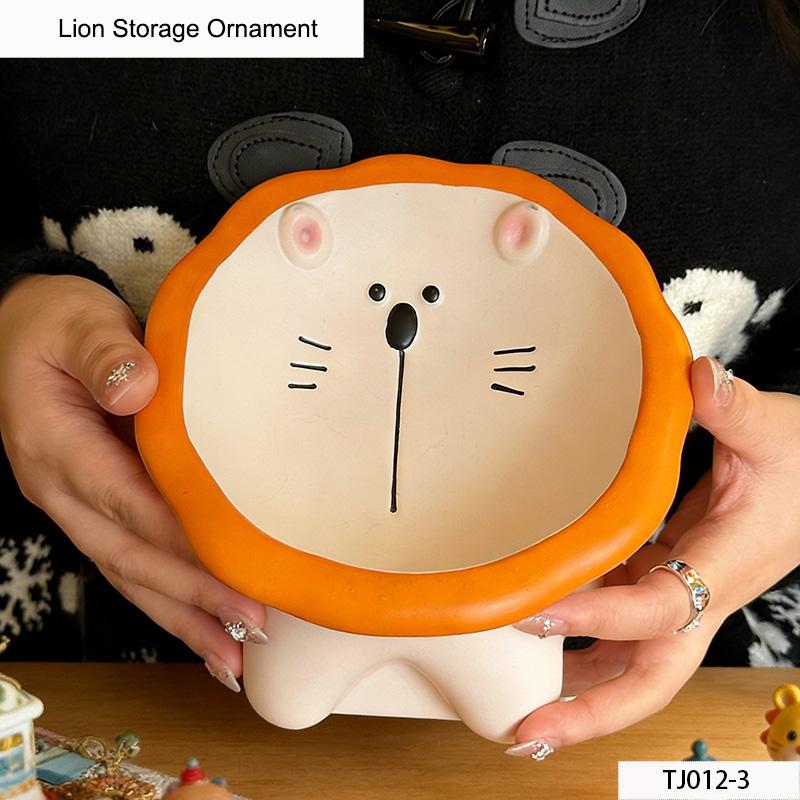 Resin Lion Storage Ornament Cute Animal Storage Decoration Craft Art Sculpture Statue Lion Sculpture Home Decoration Gift