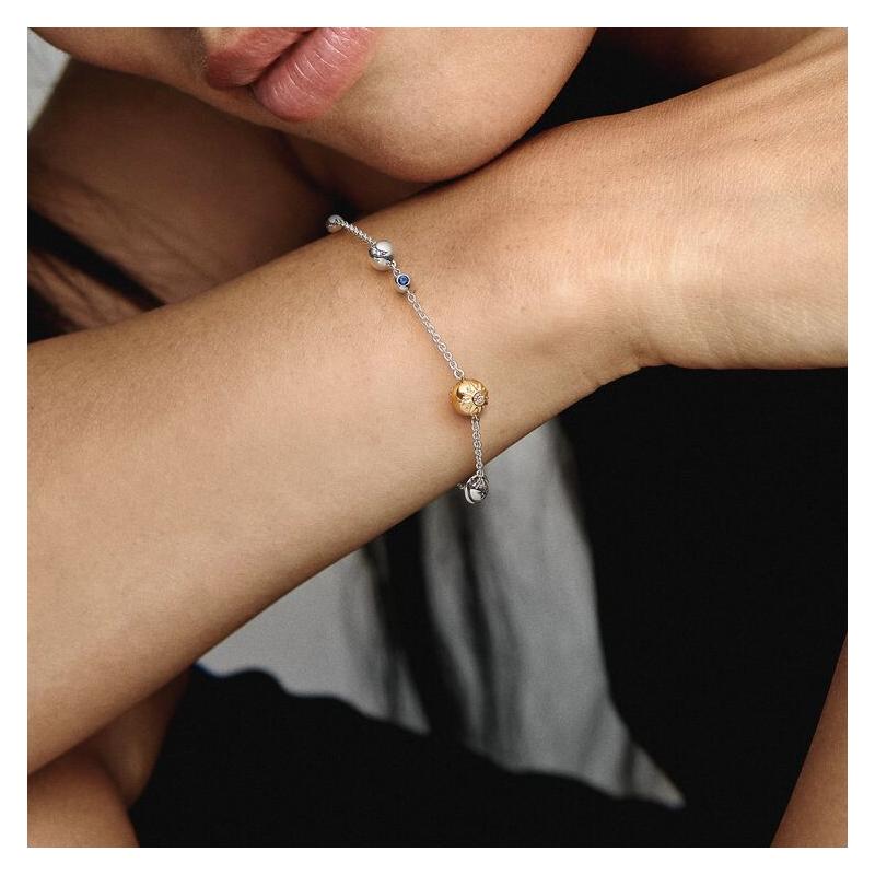 Pandora Glänzende Sonnensystem-Kette mit Pentagramm-Verzierung Armband Damen Silber 562838C01