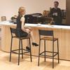 Set of 2 Bar Stools with Backrest and Integrated Footrest In Industrial Style, Rustic Brown