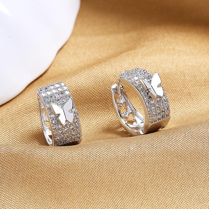 925 Sterling Silver Stud Earrings AAA Zircon For Women High Quality Exquisite Student Girlfriend Jewelry Accessories Heart GiftGood Product