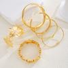 Elegant Vintage Flower Bracelet Set for Women Fashion Gold Color Minimalist Twisted Cuff Bangles Daily Wear Vacation Jewelry New
