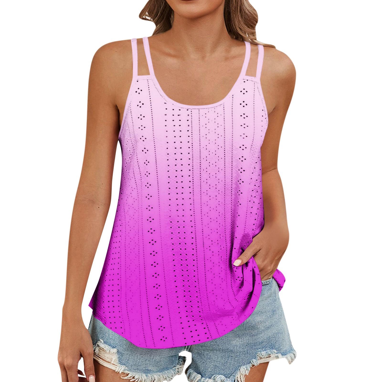 Женский модный повседневный жилет с градиентным цветным принтом и U-образным вырезом — фото 9