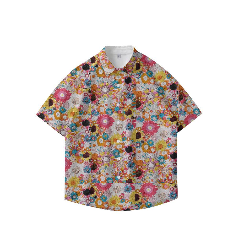 Summer 3D Printed Short Sleeve Flower Shirt Men'S Vintage Hawaiian Beach Casual Loose Men'S Large Size Shirt