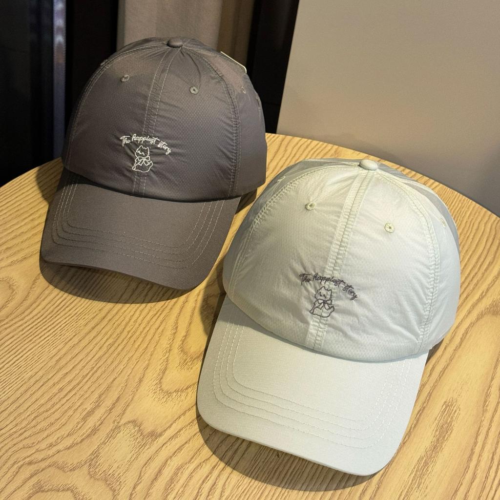 2026New letter kitten embroidered baseball cap for men and women, spring and summer thin breathable quick-dry curved brim sun protection cap