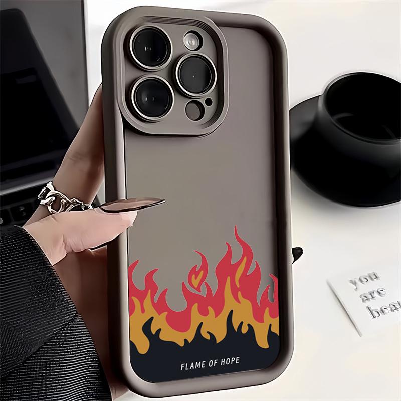 Case For iPhone 17 16 15 Cases iPhone 14 Pro Max Case Red Flame Silicone Phone Case For iPhone 16E 17 Air 16 Plus 13 12 11 Cover