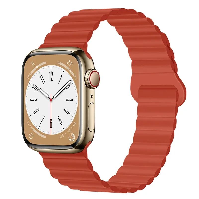Magnetic Loop For Apple Watch Band 44mm Ultra 49mm 40mm 45-41mm Silicone Bracelet iWatch 10 9 8 7 6 5 SE For Correa Apple Watch