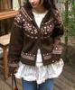 Cgp (Women) Nordic Pattern Hooded Knit Zip-Up_Brown