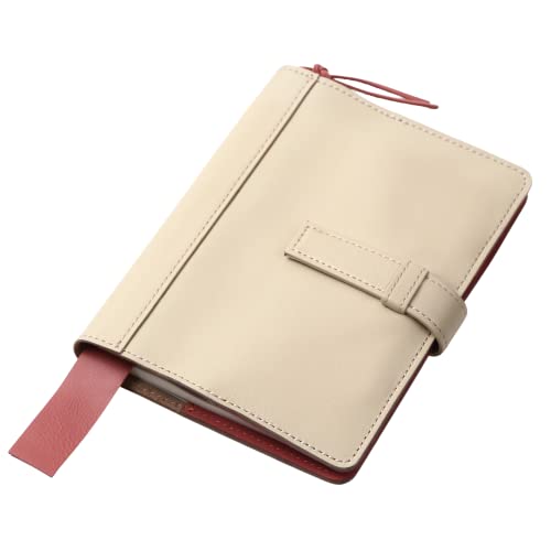 Lightex Genuine Leather Notebook Cover, A6 Size, Compatible with Hobonichi, Original Size, Bicolor, A6-Monoleather, Beige