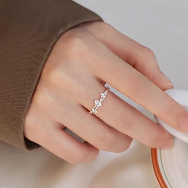 Stilvoller Kupfer Geometrischer Blattring Für Damen Verstellbares Modisches Accessoire 2024 Frühjahrskollektion