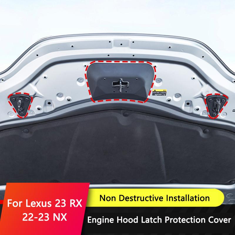 QHCP Car Engine Lock Buckle Cover Protective Engine Hood Latch Trims ABS Fits For Lexus RX350H + NX 260H - Accessory