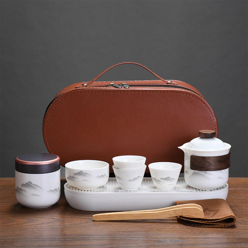 Travel tea set Portable suet jade express cup Business event souvenir