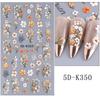 5D  Daisy Embossed Nail Stickers Colorful  Fresh Floral Designs Five-Petal Flower Self-Adhesive Diy Nail Art Decals Decorations