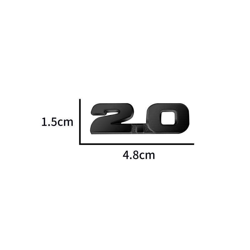 1Pc Car Styling 3D Small Metal Silver/Black/Red 2.0 Logo Emblem Side Fender Badge Rear Trunk Sticker For CRV Accord Decoration