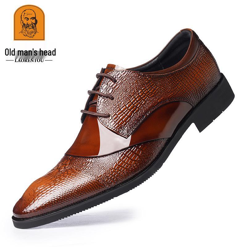 

2025 Autumn Men s Pointed Toe Plus Size Leather Shoes - Breathable Stitching, Top Layer Cowhide 44 коричневий