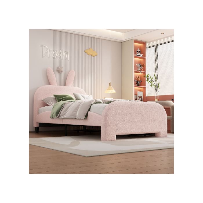 Lit Enfant - MUVOE - 90x200cm - Laine D'agneau - Tiroirs De Rangement - Design Lapin