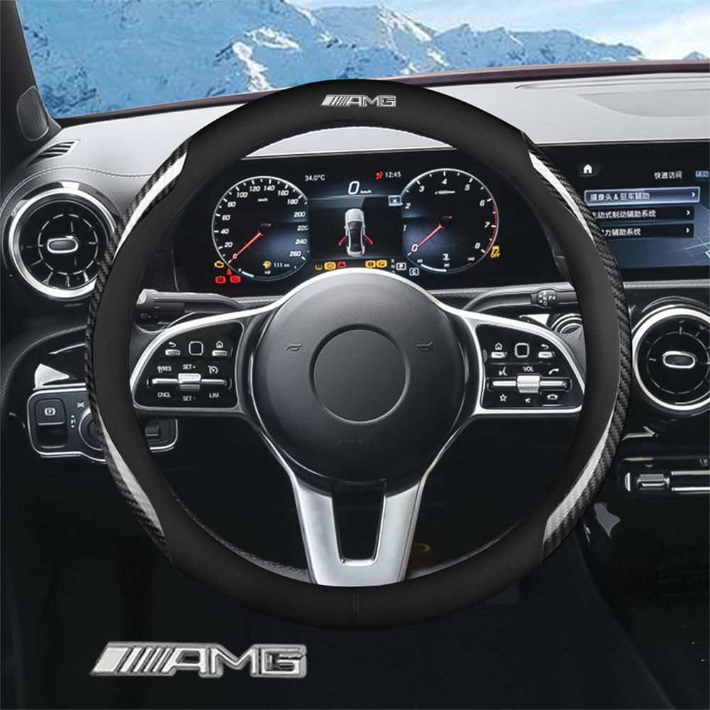 Universal Car Steering Wheel Non Slip Sweat Protector Cover Decoration For Mercedes Benz W204 W124 W201 W202 W205 GLA CLA AMG