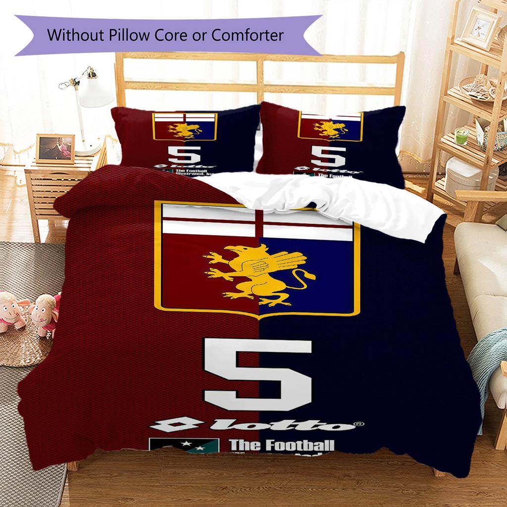 Genoa Logo Bedding Quilt Set Quilt Cover Pillowcase Home Decoration Birthday Gift (1 * Duvet Cover + 2 * Pillowcase, Without Core)