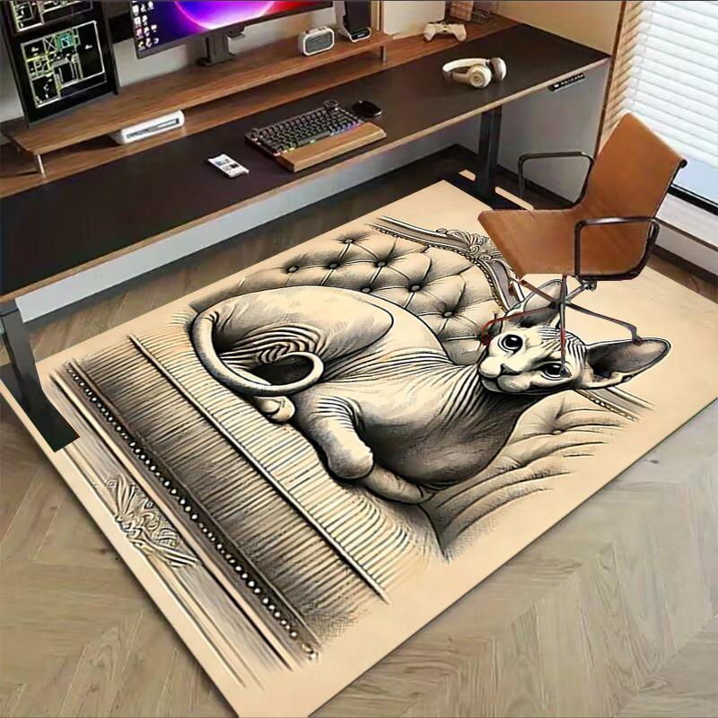 1 STuks Sphynx Kat Extra Groot Antislip Vloerkleed, Kantoor, familie, slaapkamer Groot Vloerkleed Binnenvloerkleden, Levendige Kleuren