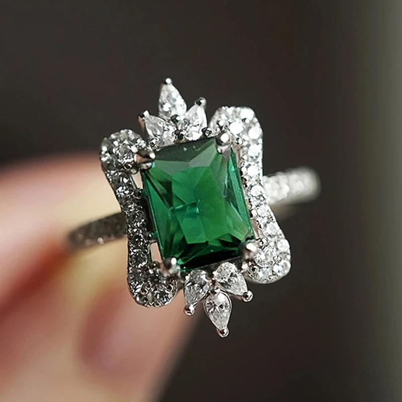 

Huitan великолепные женские кольца для помолвки, свадьбы, вечеринки, бриллиантовые зеленые кольца с кубическим цирконием, необычный подарок, ювелирные изделия оптом 10