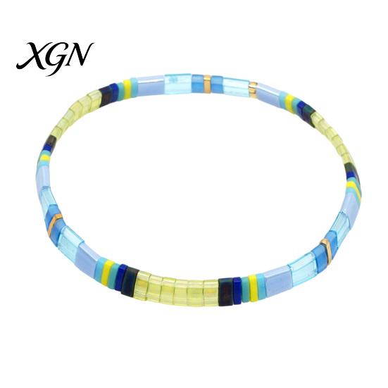 Elastic Stackable Wrist Jewelry Flat Beaded Stretch Bracelets for Women, Bohemian Friendship Bead Bracelets, Simple Layering Bracelet Set Boho