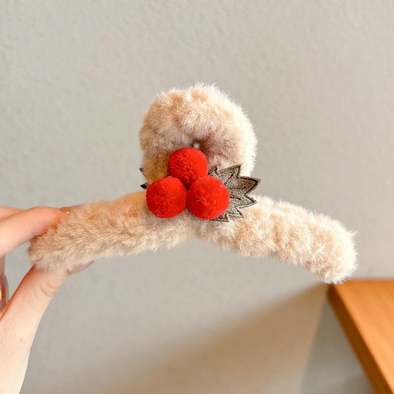 Fashion Autumn and Winter Plush Grab Clip Women's Winter Back Head Hair Shark Clip Hairpin Hairpin Large Hairy Hairpin Headwear