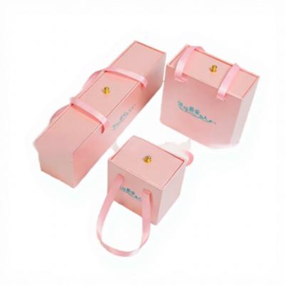 Portable Square Pattern Drawer Box Jewelry Box with Pull-out Earring Ring Bracelet Storage Paper Box
