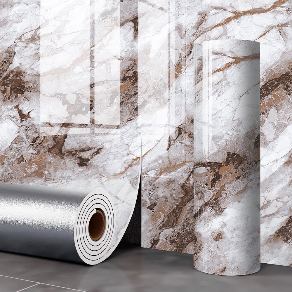 Gold-Plated Marble-Style Waterproof Wall Stickers for TV Backgrounds