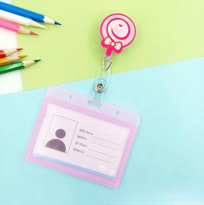 transparent Plastic Doctor Nurse ID Card Sleeve Badge Card Cover Retractable Badge Card Holder cover Protector