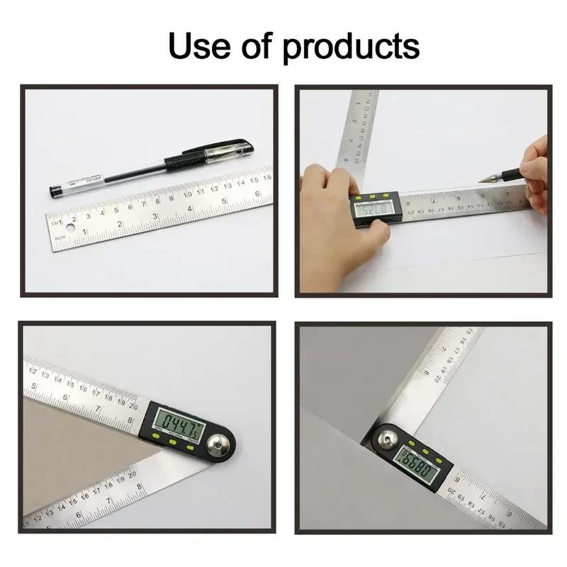 SHANHR 200mm/300 mm Digital Meter Angle Inclinometer Angle Digital Ruler Electron Goniometer Protractor Angle Finder