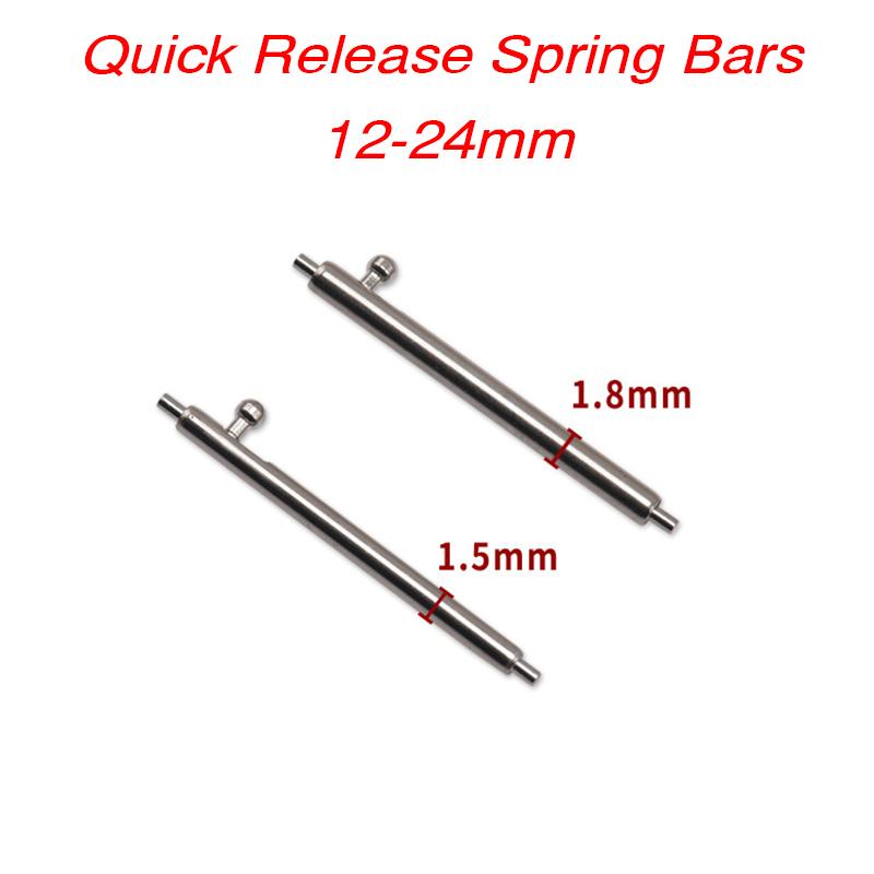 20pcs Full Stainless Steel Spring Bars 12 13 14 15 16 17 18 19 20 21 22 24mm Watch Band Strap Quick Release Link Pin 1.5mm 1.8mm