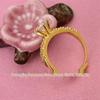 Elegant European & American Cable Knit Zircon Six-Prong Diamond Women's Gold-Plated Ring