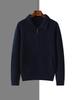 Men's 100% Pure Wool Knit Polo Collar Cardigan – Thickened, Fashionable, Zipper-Front Sweater for Business & Casual Wear.