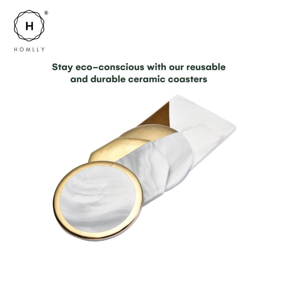 Homlly keii Gold Marble Coaster (4pcs set)