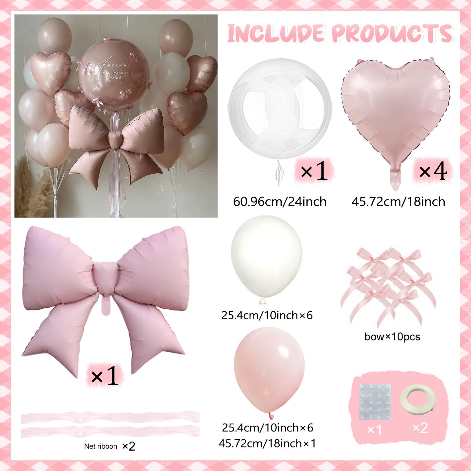 

Pink Bow Love Balloon Set Transparent BOBO Balloon Pink Ribbon Bow for Birthday Wedding Shower Mother s Day Balloon Decoration Other