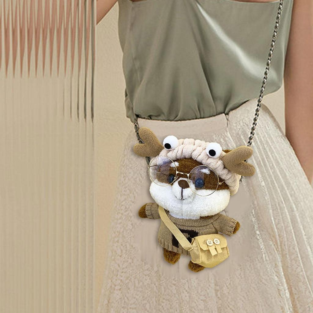 Plush Shoulder Bag Crossbody Creative Cute with Zipper Closure Stylish Doll Stuffed Animals