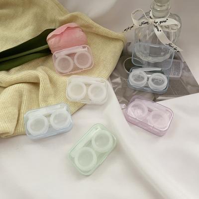 1pc Candy Color Minimalist Transparent Contact Lens Box Girls Contact Lens Case Companion Box Portable Contact Lenses Case