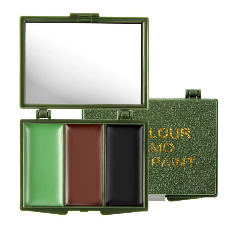 Three-Color Camouflage Face Paint - Military Training & Outdoor CS Battle Pigment Plastic Case