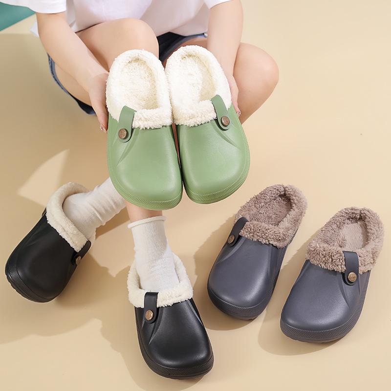Mulheres Homens Sapatos de Jardim Exterior Homens Chinelos Antiderrapantes Quentes Mulheres Chinelos Impermeáveis Interior Chinelos Fofos e Felpudos