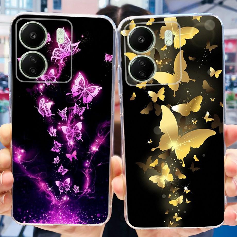 For Xiaomi Poco C65 Case for PocoC65 Silicone Funda Para Capa Coque Soft Phone Cases Back Cover Marble Flower Pattern Shockproof