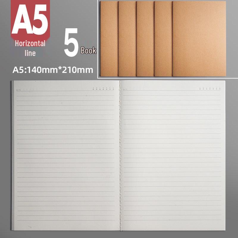 Set of 4 Large Gridless Cowhide Notebooks with Plain Pages for Students' Sketching and Drafting