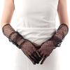 1-4Pair Fashion Women Black White Dot Lace Long Tulle Gloves Bride Wedding Stretchy Full Finger Transparent Thin Lady Mesh Glove