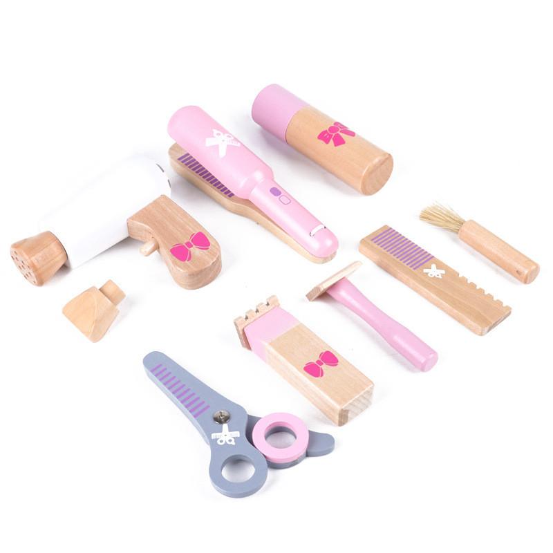 Wooden Play Kids Set Pretend Makeup Hairdressing Tools Interactive Fun Learning