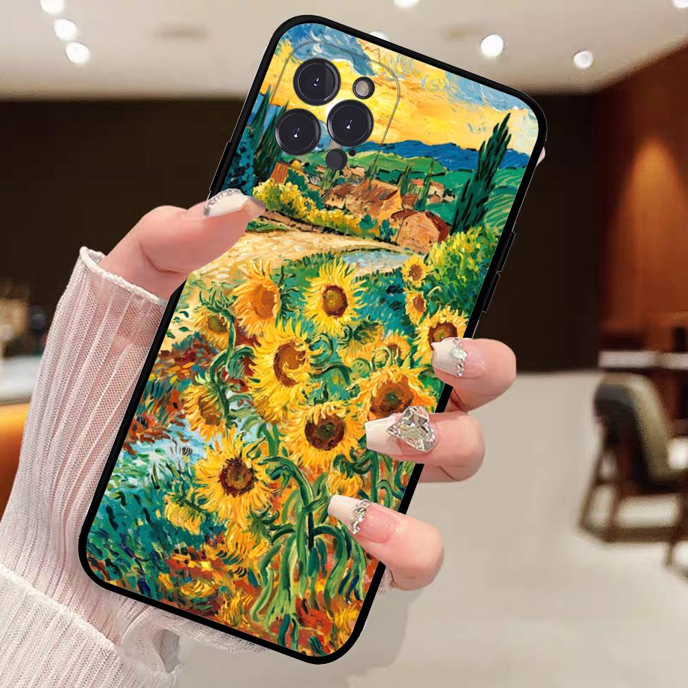 Vincent Van Gogh Oil INS Phone Case For iPhone 17 16 15 14 11 12 13 Pro Max Plus Mini Soft Back Cover