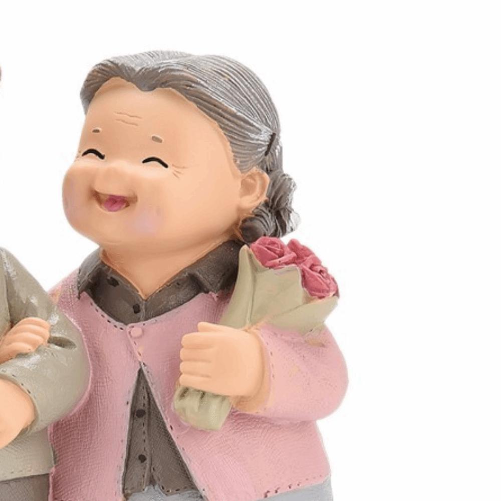 5in Grandpa Grandma Cake Making Statue Couple Anniversary Tabletop Decor Study Desk Display Piece