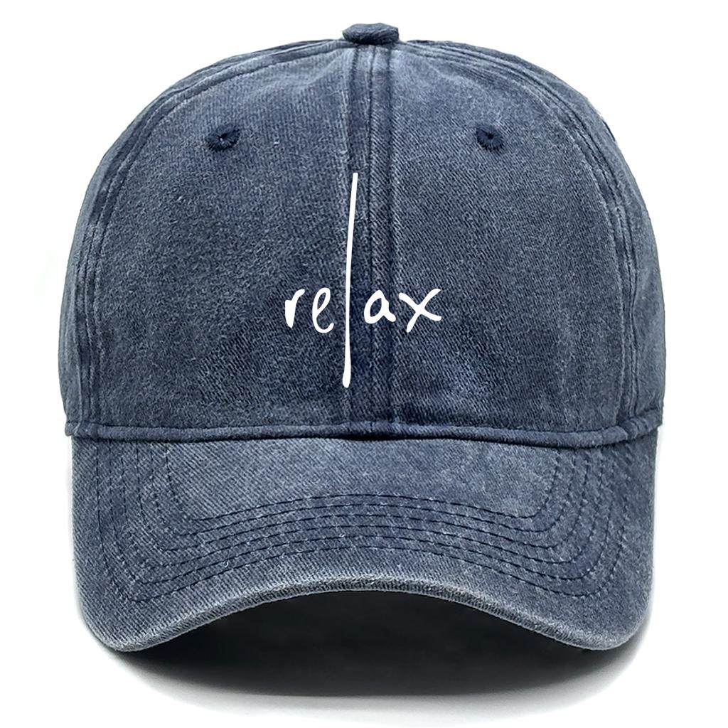 Washed Cotton Snapback Baseball Hat Artistic Text Relax Snapback Hat Retro Raw Brim Adjustable Baseball Caps