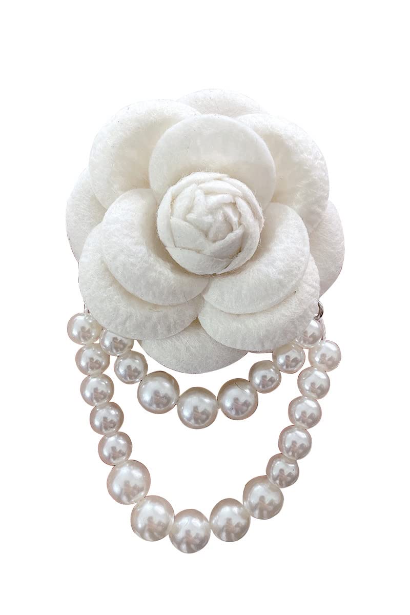 

Pearl Camellia Flower Corsage - Beautiful Flower Pearl Chest Ornament for Women - Perfect for Festivals, Graduations, Entrance Ceremonies, Recitals,