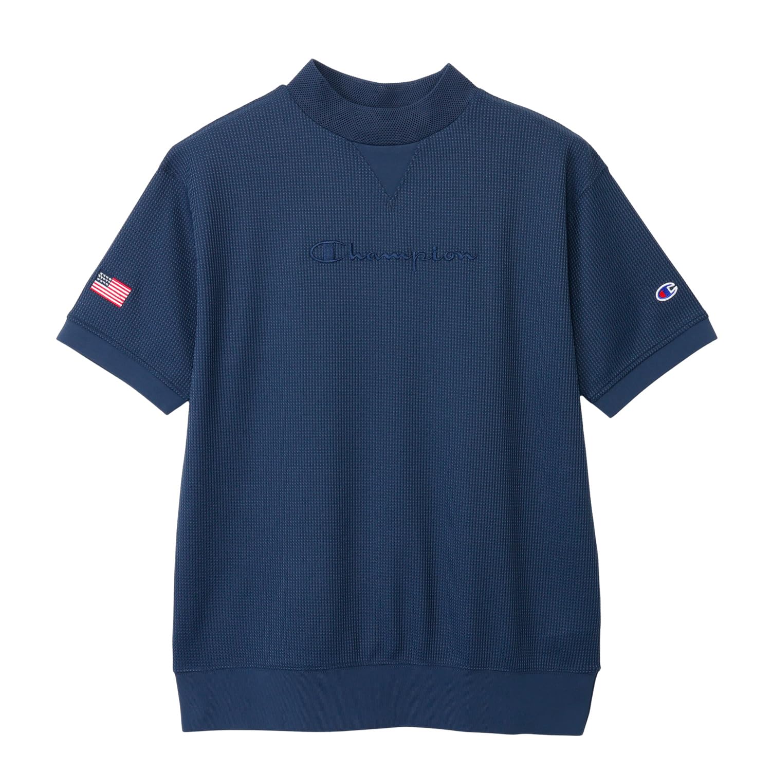 

Short Sleeve Short Quick Heat UV Script Logo Short Sleeve Mock Neck Navy [Champion] T-Shirt, Sleeve, Dry, Shielding, Protection, Embroidery, Shirt, Темно-синій