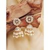 Gold Tone Traditional Kundan & Pearls Jhumki Earring For Women